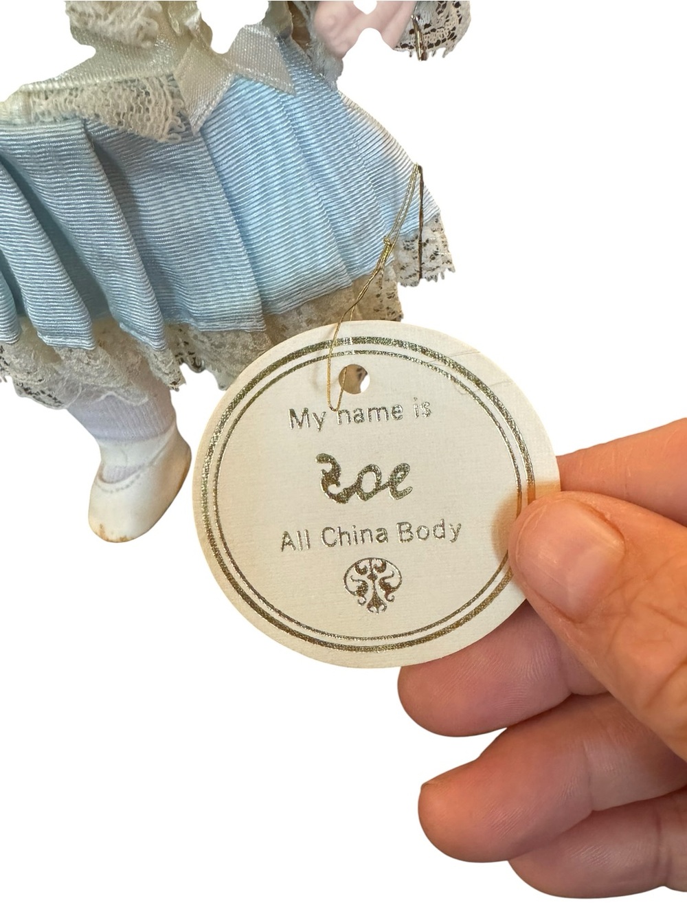 Limited Edition Alberon Zoe Porcelain Collectible Doll in Pale Blue Lace Outfit - Picture 11 of 16
